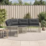 vidaXL Tuinbank met kussens en voetensteun L-vormig rattan, Verzenden, Nieuw