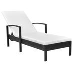 vidaXL Ligbed met kussen poly rattan zwart, Tuin en Terras, Verzenden, Nieuw