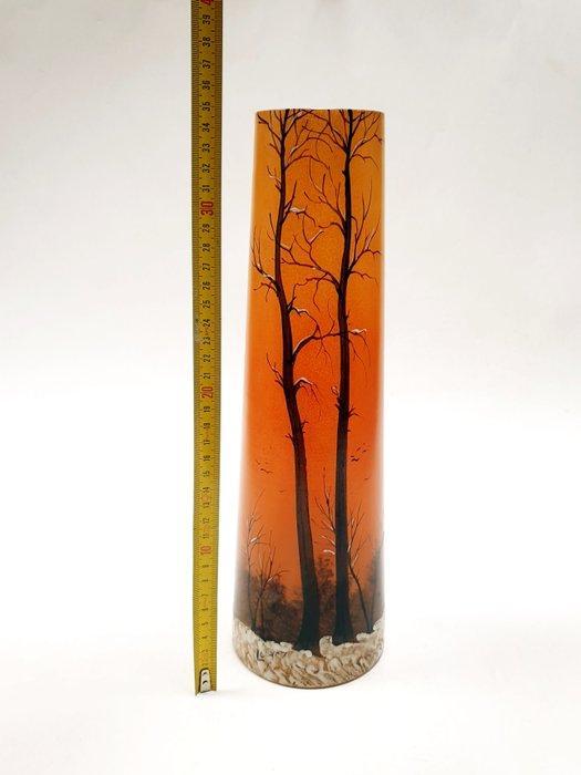François-Théodore Legras - Vase - Couché de soleil, paysage, Antiek en Kunst, Antiek | Glaswerk en Kristal