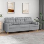 vidaXL Driezitsbank met sierkussens 180 cm stof lichtgrijs, Huis en Inrichting, Zetels | Zetels, Verzenden, Nieuw