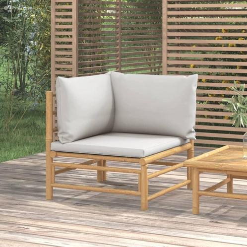 vidaXL Tuinhoekbank met lichtgrijze kussens bamboe, Tuin en Terras, Tuinsets en Loungesets, Nieuw, Verzenden