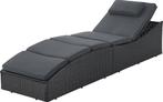 2dekans | Juskys Ligbed / Zonnebed Lamia - Zwart - Polyrotan, Tuin en Terras, Ophalen of Verzenden, Nieuw