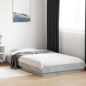 vidaXL Bedframe met LED-verlichting bewerkt hout betongrijs