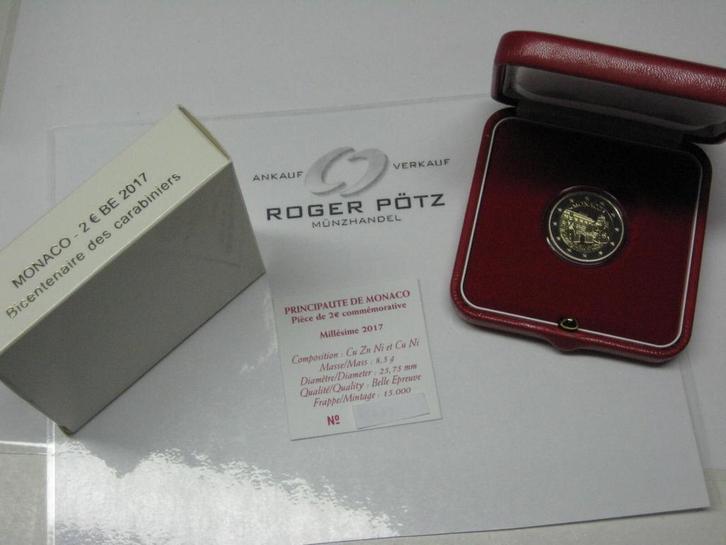 Monaco 2 Euro 2017 Fuerstliche Karabinierskompanie Pp, Postzegels en Munten, Munten | Europa | Euromunten, België, Verzenden
