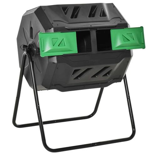 Trommelcomposter 160L Tuincomposter Met 2 Kamers, Draaibaar,, Tuin en Terras, Overige Tuin en Terras, Verzenden