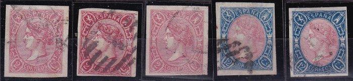 Espagne 1865 - Isabel II. Edifil 69/73a - Série complète, Postzegels en Munten, Postzegels | Europa | Spanje