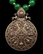 Smaragd - Tibetaans ritueel spiegel Melong: schild tegen, Antiek en Kunst