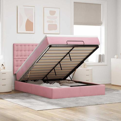 vidaXL Ottoman bed met matrassen 140x200cm fluweel roze, Huis en Inrichting, Slaapkamer | Bedden, Nieuw, Verzenden