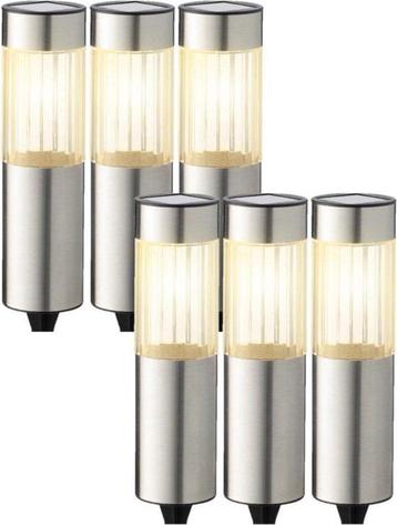 Set van 6x stuks solar tuinlampen/prikspots cilinder op z... beschikbaar voor biedingen
