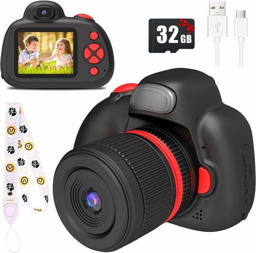 BaFuland Kindercamera, 2,4 inch IPS-display, flits, 32G-k..., Audio, Tv en Foto, Fotocamera's Digitaal, Nieuw, Verzenden