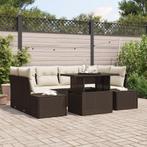 vidaXL 7-delige tuinset met kussens bruin poly rattan, Verzenden, Nieuw