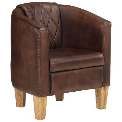 vidaXL Kuipstoel echt leer donkerbruin, Huis en Inrichting, Fauteuils, Nieuw, Verzenden