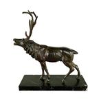 sculptuur, Cerf au brame - 27 cm - Marmer, Zinklegering -, Antiek en Kunst