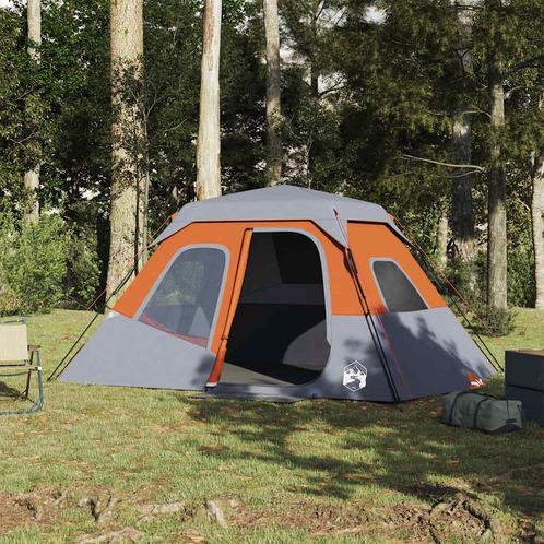 vidaXL Tent 6-persoons waterdicht snelontgrendeling grijs en, Caravans en Kamperen, Tenten, Nieuw, Verzenden