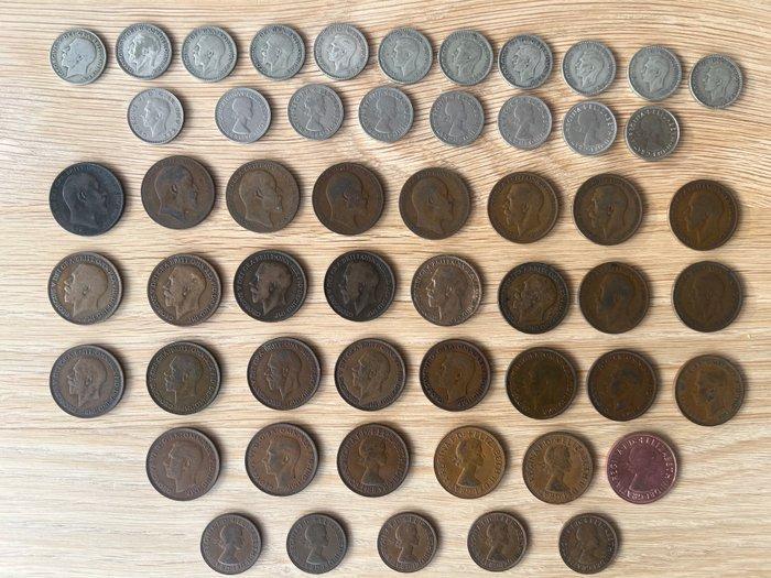 Verenigd Koninkrijk. Edward VII - Elisabeth II. Lot van 54, Postzegels en Munten, Munten | Europa | Niet-Euromunten