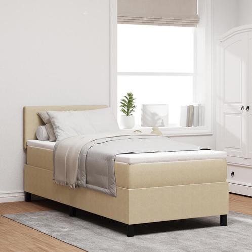 vidaXL Boxspringbed met Matras & LED Licht groen-grijs, Huis en Inrichting, Slaapkamer | Bedden, Nieuw, Verzenden