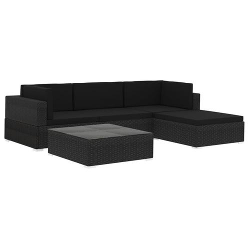 VD 5-delige Loungeset met kussens poly rattan zwart, Autos : Divers, Outils de voiture, Envoi