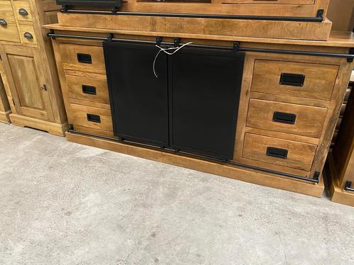 Prestige dressoir, mangohout (nieuw, A-keuze), Huis en Inrichting, Kasten | Dressoirs, Nieuw, Overige houtsoorten, Metaal