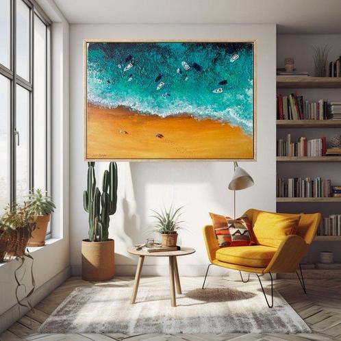 Juli Lampe - Summer diving in te bay in Corsica., Antiek en Kunst, Kunst | Schilderijen | Modern