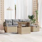 vidaXL Tuinbank Set met kussen met opslag 6 pcs Beige Poly, Tuin en Terras, Verzenden, Nieuw