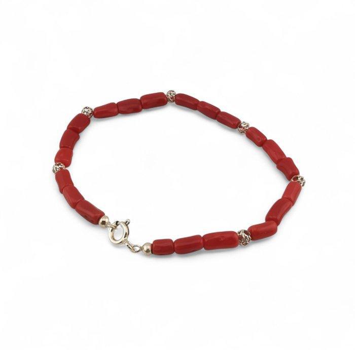 Bloedkoraal - Zilver - Armband - met de hand gemaakt, Antiek en Kunst, Curiosa en Brocante