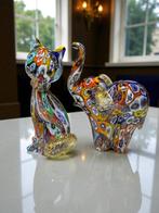 Miniatuur beeldje - Coppia di gatto e elefante in vetro di, Antiek en Kunst