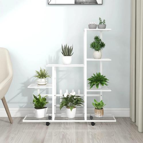 vidaXL Bloemenstandaard met wielen 94,5x25x92,5 cm metaal, Tuin en Terras, Bloembakken en Plantenbakken, Nieuw, Verzenden