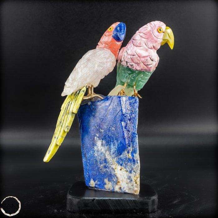 Papegaaienbeeld van edelstenen op Lapis Lazuli – Symbool, Verzamelen, Mineralen en Fossielen