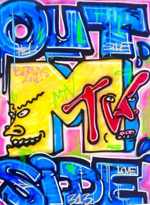 Outside313 - OUTSIDE MTV - Beavis and Butt-head, Antiek en Kunst, Kunst | Schilderijen | Modern