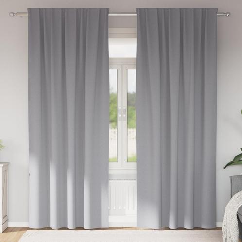vidaXL Gordijnen met gordijnen 2 pcs Lichtgrijs 260 x 140 cm, Huis en Inrichting, Stoffering | Gordijnen en Lamellen, Nieuw, Verzenden