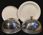 Schaal (4) - RVS, porselein en aardewerk - Twee cloches op, Antiek en Kunst