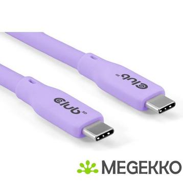 CLUB3D USB C oplaadkabel paars siliconen & tangle-free, Verzenden