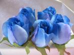 Roosjes 5-6cm. zijde best quality blue blauw 2 tone10 st, Nieuw