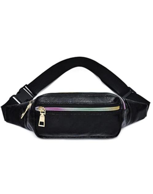 Klein Hoogglans Lak Heuptasje Zwart Rechthoek Fanny Pack Twe, Handtassen en Accessoires, Tassen | Damestassen, Zwart, Nieuw, Ophalen of Verzenden