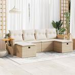 vidaXL 6-delige Loungeset met kussens poly rattan beige, Verzenden, Nieuw, Loungeset