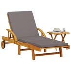 vidaXL Ligbed met kussen en tafel massief acaciahout, Tuin en Terras, Verzenden, Nieuw