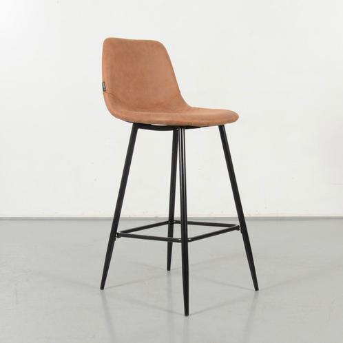 Barkruk Skara, cognac leder, 4-poot onderstel, Huis en Inrichting, Stoelen, Gebruikt, Ophalen of Verzenden