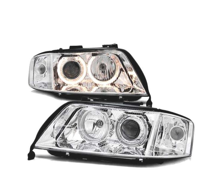 Phares Xénon Pour Audi A6 99-01 Angel Eyes Chromé, Autos : Pièces & Accessoires, Éclairage, Envoi