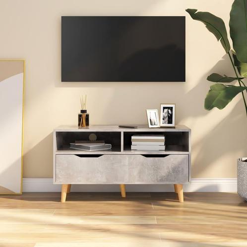 vidaXL Tv-meubel 90x40x48,5 cm bewerkt hout betongrijs, Maison & Meubles, Armoires | Mobilier de télévision, Envoi