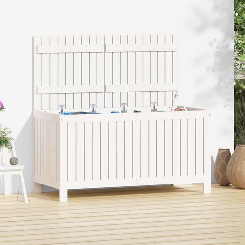 vidaXL Tuinbox 121x55x64 cm massief grenenhout wit, Tuin en Terras, Bergingen en Tuinkasten, Nieuw, Verzenden