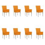 Set van 8 Leren eetkamerstoelen Deal met armleuning -, Ophalen of Verzenden, Nieuw, Leer, Eén