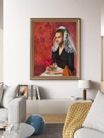Polín Laporta (1920–2004) - Retrato de joven con mantilla, Antiek en Kunst, Kunst | Schilderijen | Klassiek