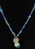 Oud-Romeins Faience, Blauw glas Kralen ketting  (Zonder, Antiek en Kunst