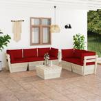vidaXL 6-delige Loungeset met kussens pallet vurenhout, Tuin en Terras, Verzenden, Nieuw, Loungeset