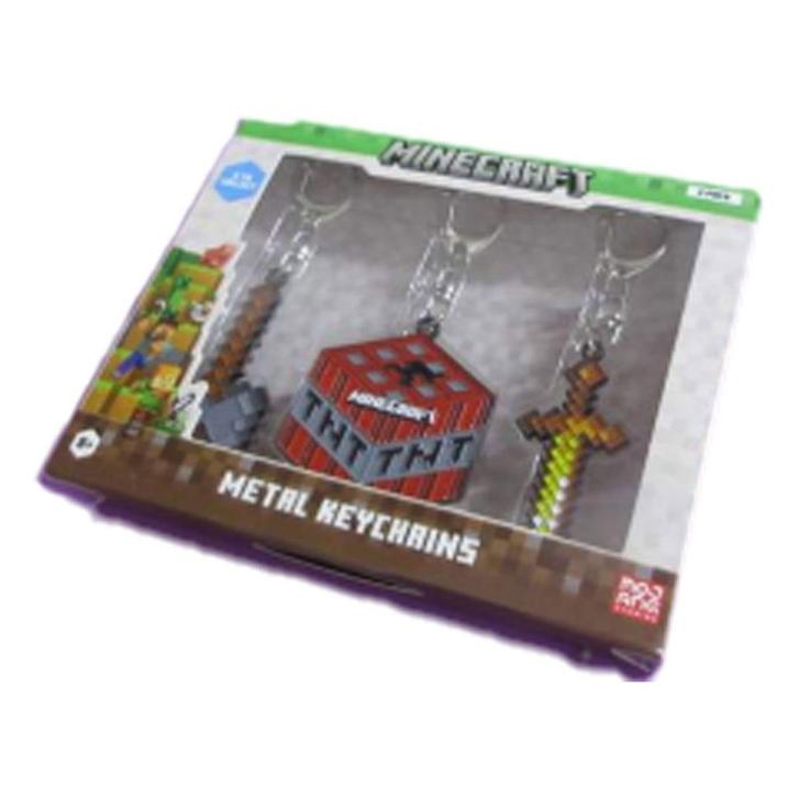 Minecraft Set Metalen Sleutelhangers (Axe, Sword & TNT), Verzamelen, Film en Tv, Nieuw, Ophalen of Verzenden