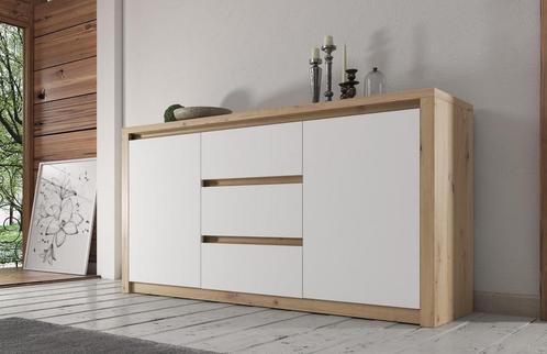 Dressoir Melody - Wit - Eiken - 140x43x80 cm - Kast, Huis en Inrichting, Kasten | Dressoirs, 25 tot 50 cm, Nieuw, 100 tot 150 cm