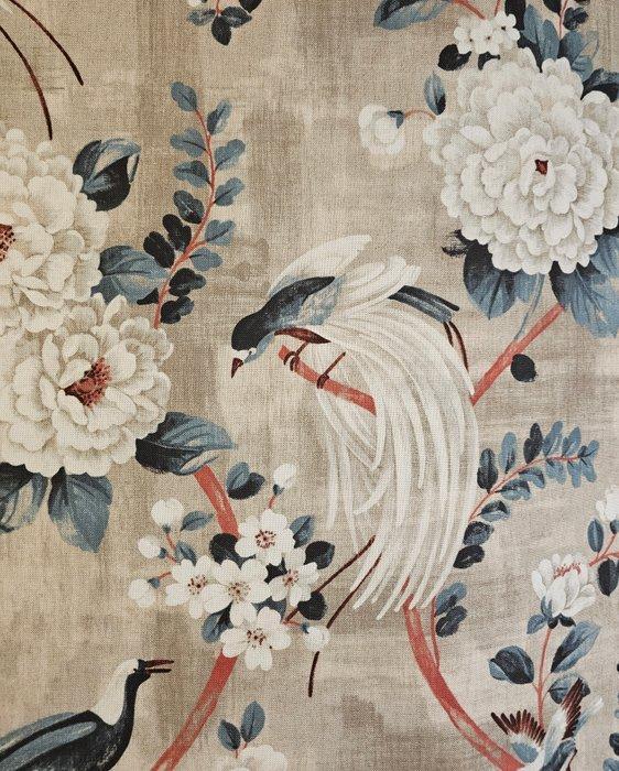 Stof Imperial Garden birds Chinoiserie origineel, Antiek en Kunst, Antiek | Tapijten, Tafelkleden en Textiel