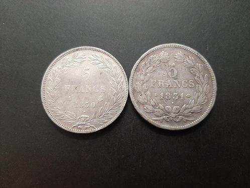 Frankrijk. Louis Philippe I. 5 Francs 1830/1831 (lot de 2, Postzegels en Munten, Munten | Europa | Euromunten