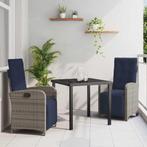 vidaXL 3-delige Tuin Eetset - Grijs Poly Riet, Verzenden, Nieuw