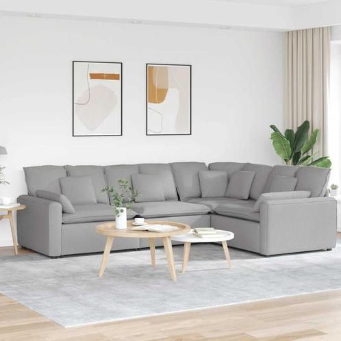 vidaXL Modulaire bank met kussens stof wolk grijs, Huis en Inrichting, Zetels | Voetbanken en poefs, Nieuw, Verzenden